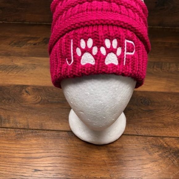 Jeep Paw Print Pony Tail‎ Messy Bun Beanie - Picture 4 of 5
